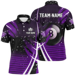 Black Purple Billiard 8 Ball Pool Polo…