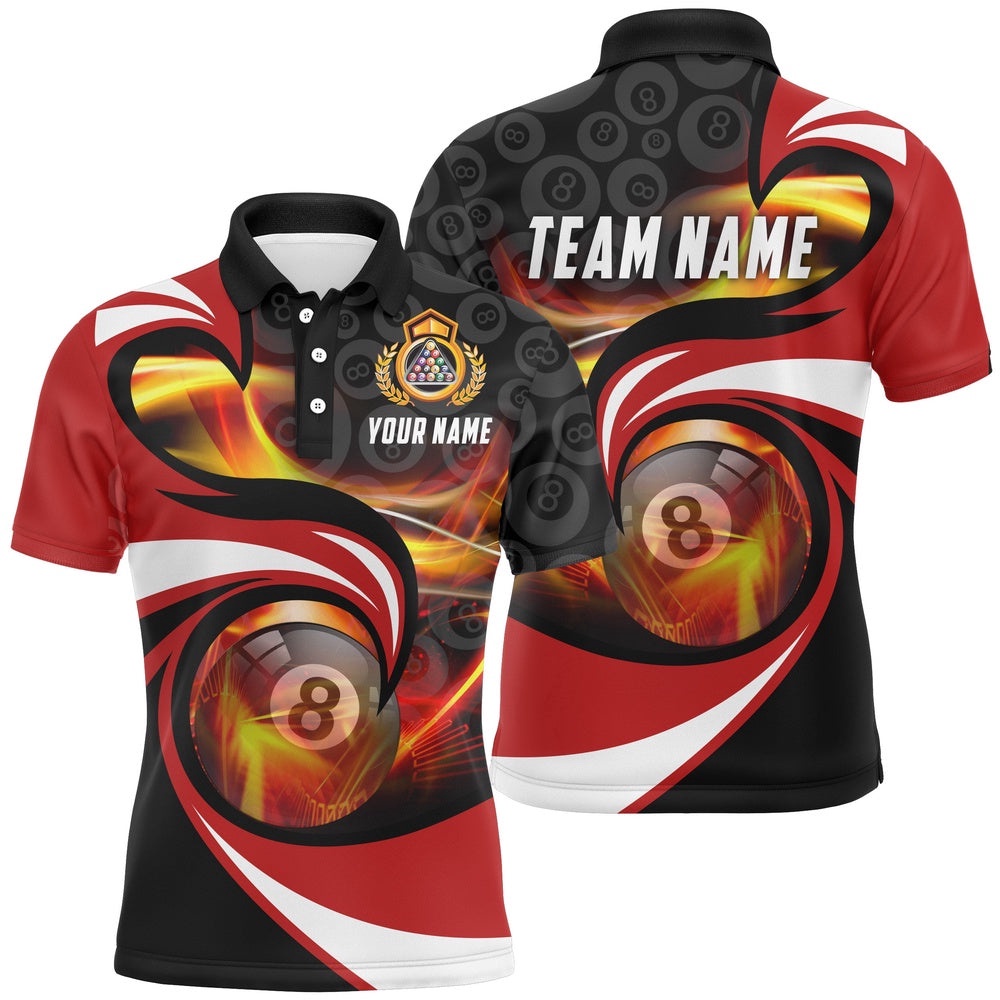 Black Red 8 Ball Billiard Polo Shirts, Best Billiards Team Pool Player Gifts, Personalized Billiard Polo Shirt Black Red 8 Ball Billiard Polo Shirts, Best Billiards Team Pool Player Gifts, Personalized Billiard Polo Shirt