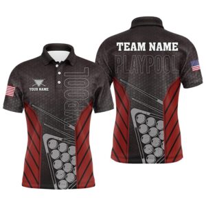 Black Red Billiard Play Pool Custom Name…