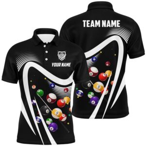 Black Sport Billiard Balls 3D Polo Shirts,…
