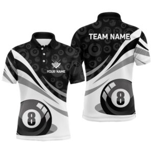 Black White 8 Ball Pool Billiard Polo…