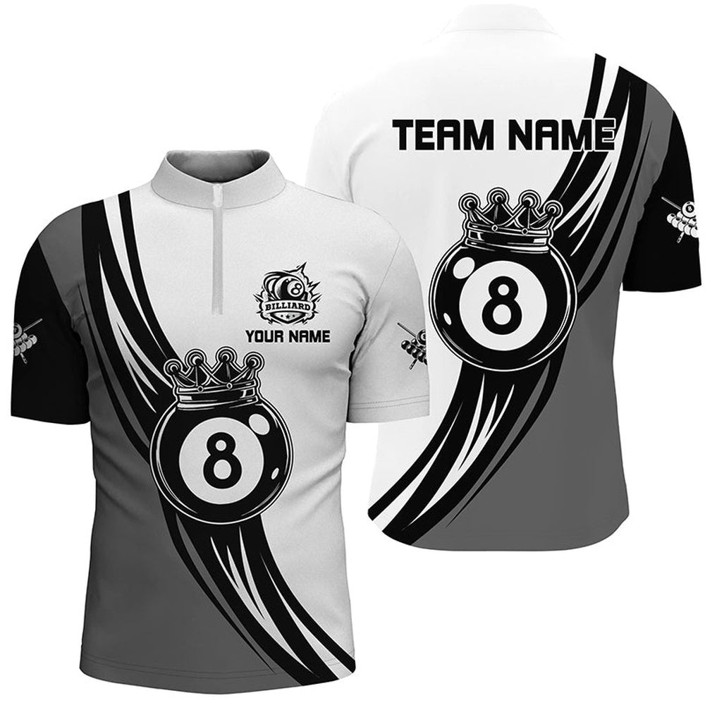 Black White 8 Ball Pool Crown Billiard Shirts, Best Billiard 8 Ball Team Jerseys, Personalized Billiard Team Jersey Shirt Black White 8 Ball Pool Crown Billiard Shirts, Best Billiard 8 Ball Team Jerseys, Personalized Billiard Team Jersey Shirt