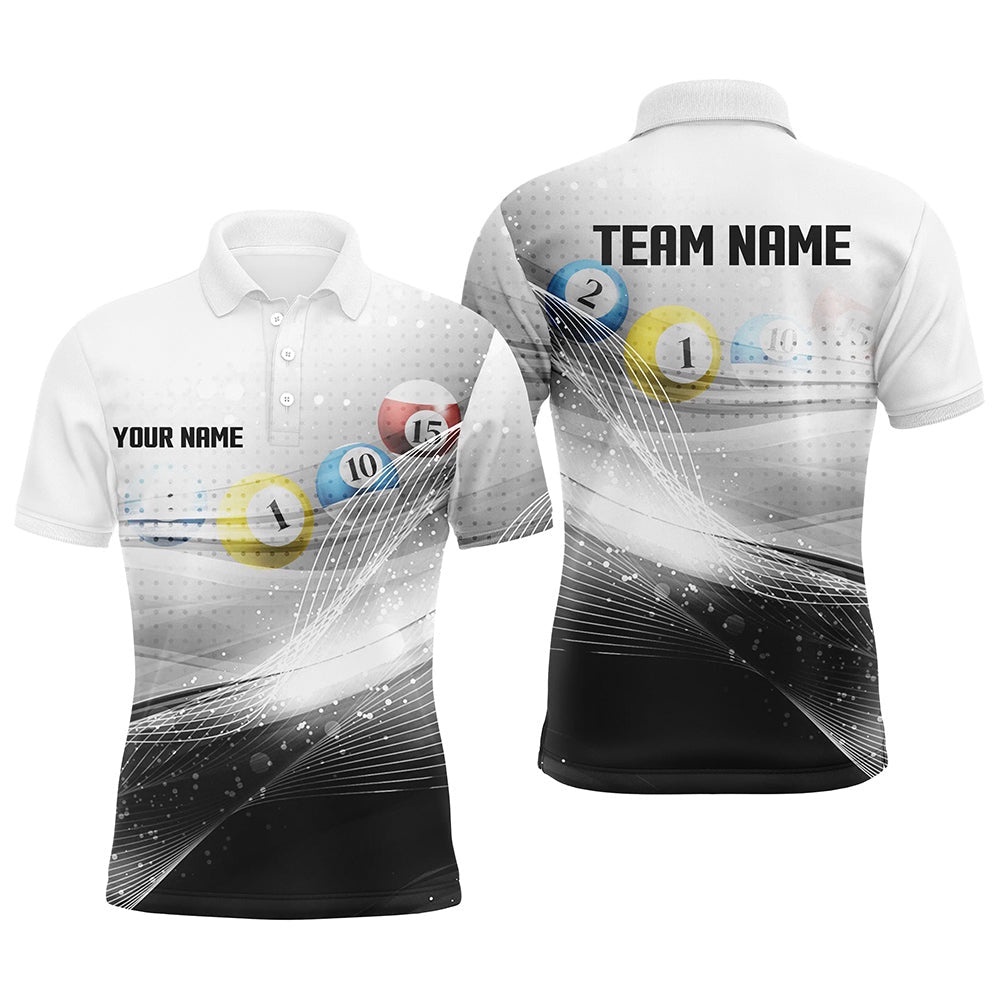 Black White Billiards Shirts Billiards Team Shirts Custom Billiard Polo, Personalized Billiard Polo Shirt Black White Billiards Shirts Billiards Team Shirts Custom Billiard Polo, Personalized Billiard Polo Shirt