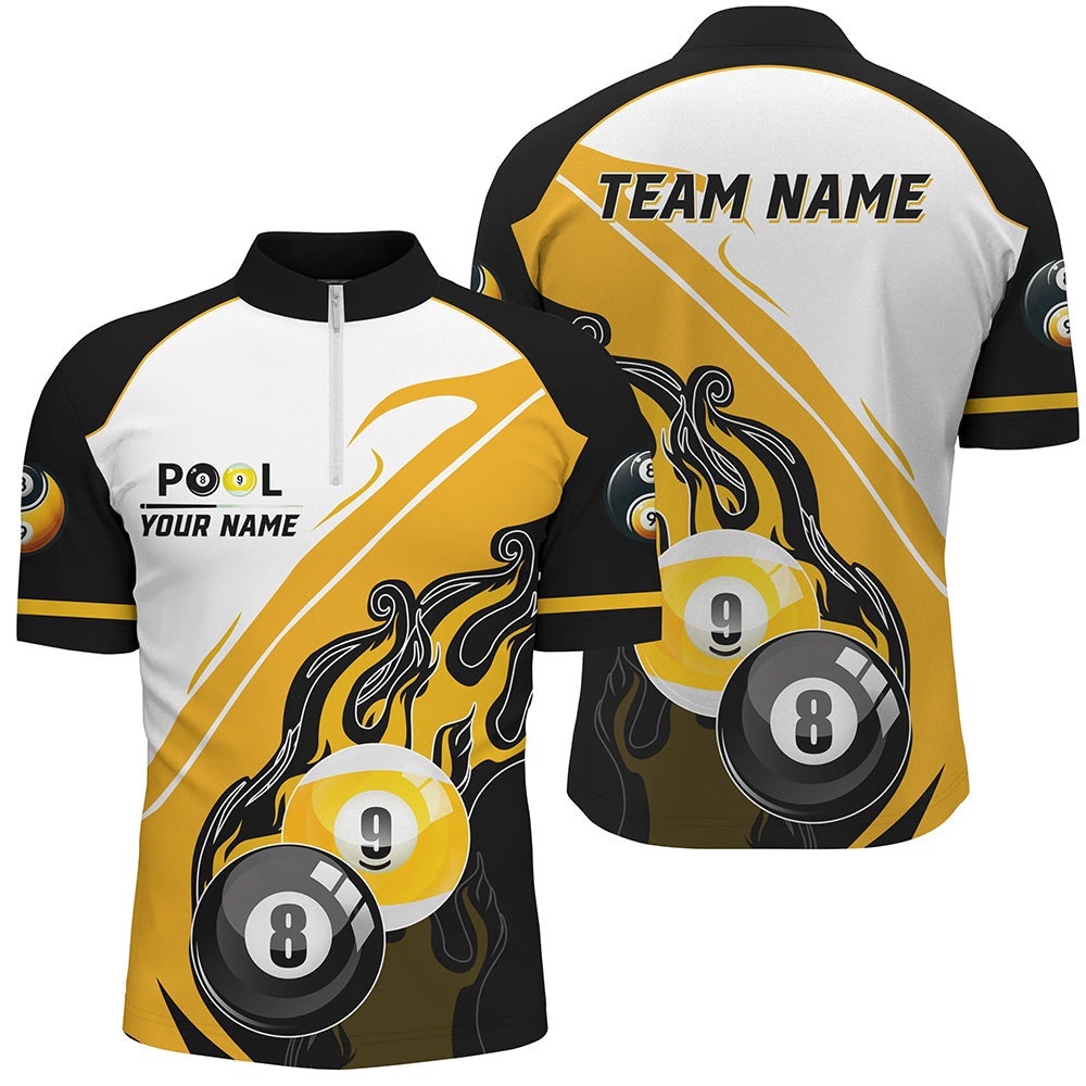 Black Yellow Billiard 8 Ball & 9 Ball Custom Jersey Shirt, Billiard Attire Jersey, Personalized Billiard Team Jersey Shirt Black Yellow Billiard 8 Ball & 9 Ball Custom Jersey Shirt, Billiard Attire Jersey, Personalized Billiard Team Jersey Shirt