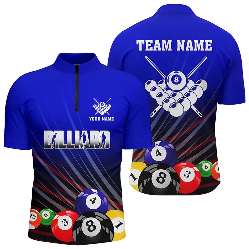 Blue Billiard Balls Jersey Shirts, Custom Billiard Shirts, Personalized Billiard Team Jersey Shirt Blue Billiard Balls Jersey Shirts, Custom Billiard Shirts, Personalized Billiard Team Jersey Shirt