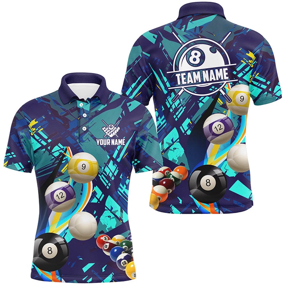 Blue Billiard Balls Polo And Polo Shirts, Colorful Billiard Polo Shirts, Personalized Billiard Polo Shirt