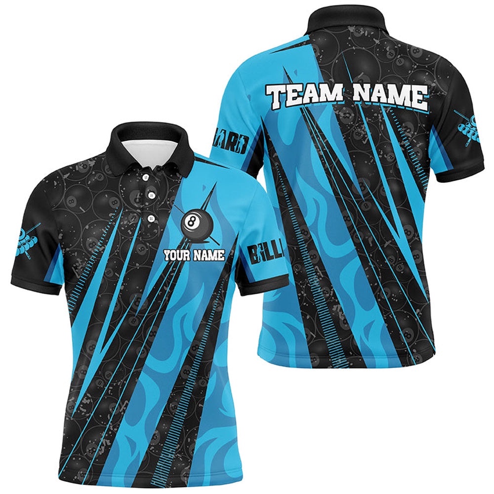Blue Billiard Tournat Sport Shirts, Best Billiard Team Polo Uniform, Personalized Billiard Polo Shirt Blue Billiard Tournat Sport Shirts, Best Billiard Team Polo Uniform, Personalized Billiard Polo Shirt