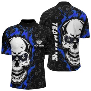 Blue Flame Skull Billiard Jersey Shirts Custom…