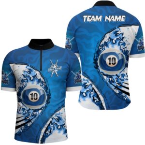 Blue Flaming 10 Ball Billiards Jersey Shirts,…