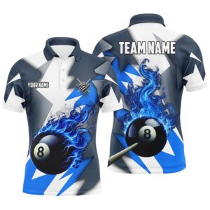 Blue Flaming 8 Ball Pool Polo Polo…