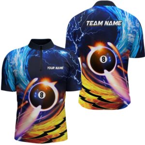 Blue Orange 8 Ball Billiard Jersey Shirts…