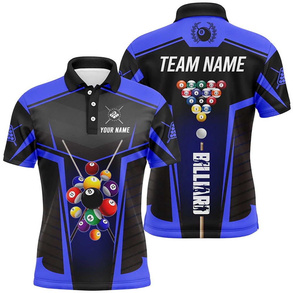 Blue Polo Billiard Balls Polo Shirts Custom 3D Pool League Shirts, Personalized Billiard Polo Shirt Blue Polo Billiard Balls Polo Shirts Custom 3D Pool League Shirts, Personalized Billiard Polo Shirt