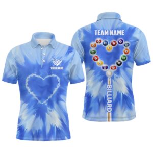 Blue Tie Dye With Heart Billiard Polo…