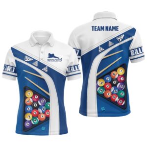 Blue White Billiard Balls 3D Polo Shirts,…