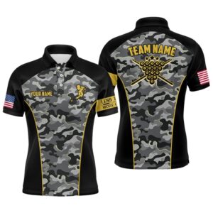 Camouflage Black Yellow Custom Player Billiards Polo,…