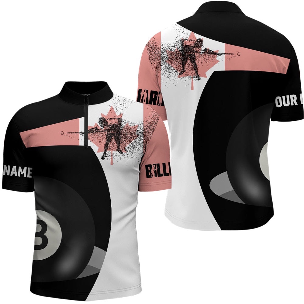 Canadian Flag 8 Ball Pool Billiards Team Shirts, Personalized Billiard Team Jersey Shirt Canadian Flag 8 Ball Pool Billiards Team Shirts, Personalized Billiard Team Jersey Shirt