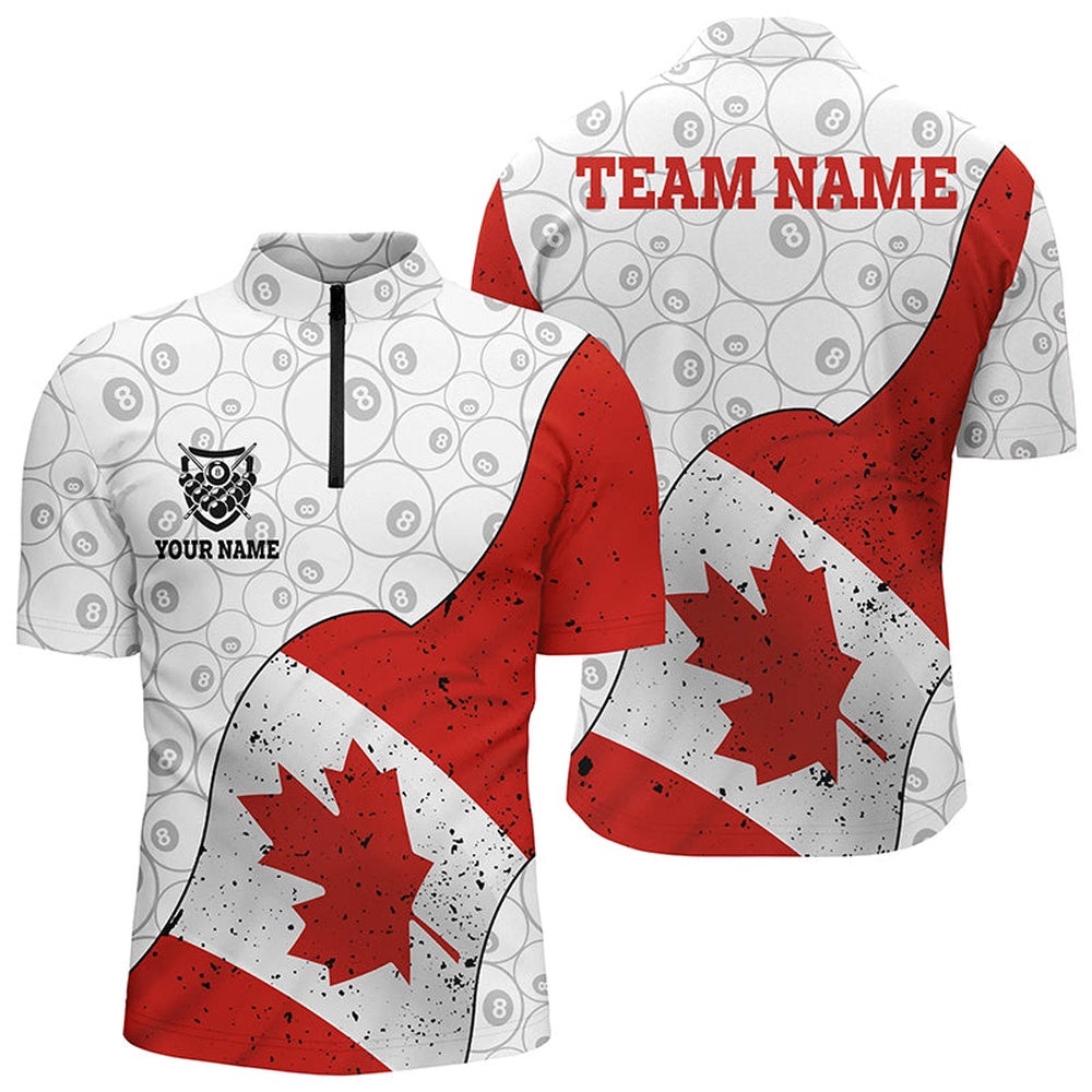 Canadian Flag Billiard Jersey Shirts Custom 8 Ball Pool Pattern Billiard Shirts, Personalized Billiard Team Jersey Shirt Canadian Flag Billiard Jersey Shirts Custom 8 Ball Pool Pattern Billiard Shirts, Personalized Billiard Team Jersey Shirt