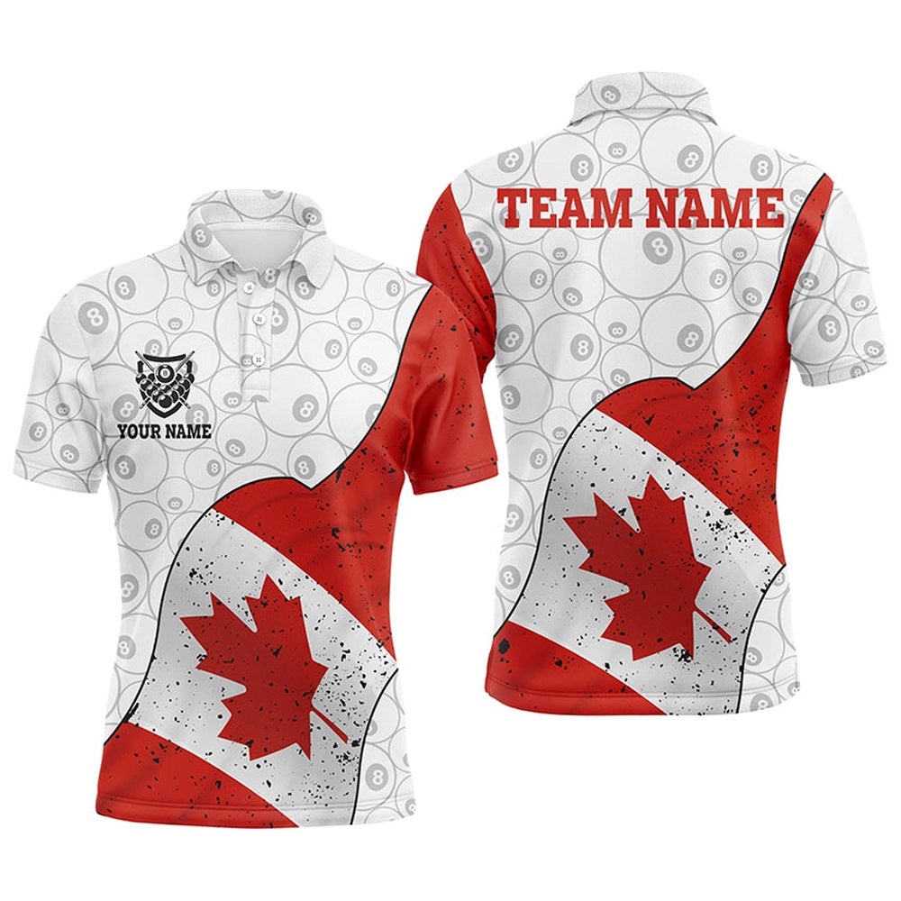 Canadian Flag Billiard Polo Shirts Custom 8 Ball Pool Pattern Billiard Shirts, Personalized Billiard Polo Shirt Canadian Flag Billiard Polo Shirts Custom 8 Ball Pool Pattern Billiard Shirts, Personalized Billiard Polo Shirt