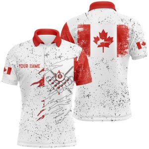 Canadian Flag Billiard White Grunge Polo Shirts,…