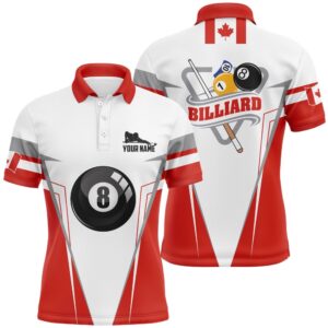 Canadian Flag Billiards Polo Shirts, Custom 8…
