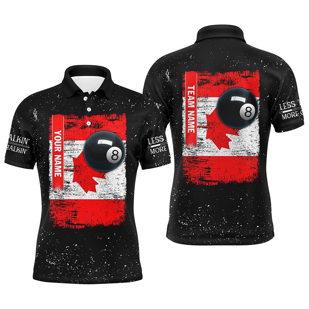 Canadian Flag Patriotic 8 Ball Pool Billiard Polo, Personalized Billiard Polo Shirt
