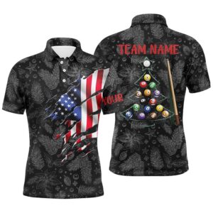 Christmas American Flag Billiard Polo Shirts Custom…