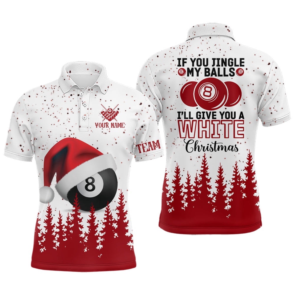 Christmas Pine Tree Billiard Polo Shirts Custom Funny Christmas Shirts, Personalized Billiard Polo Shirt