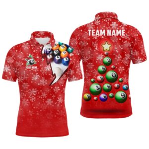 Christmas Tree Billiard Balls Polo Shirts Custom…