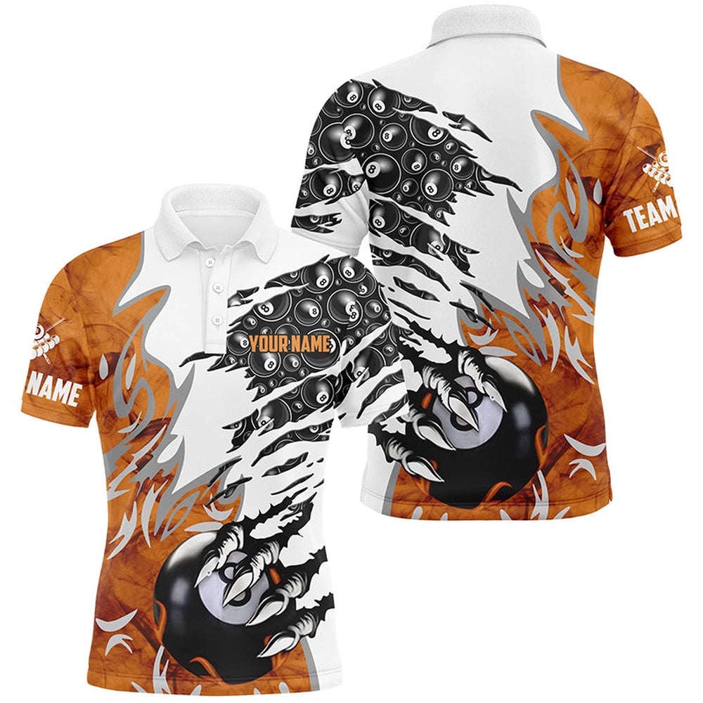 Claw 8 Ball Pool Blue 3D Billiards Team Shirts, Personalized Billiard Polo Shirt