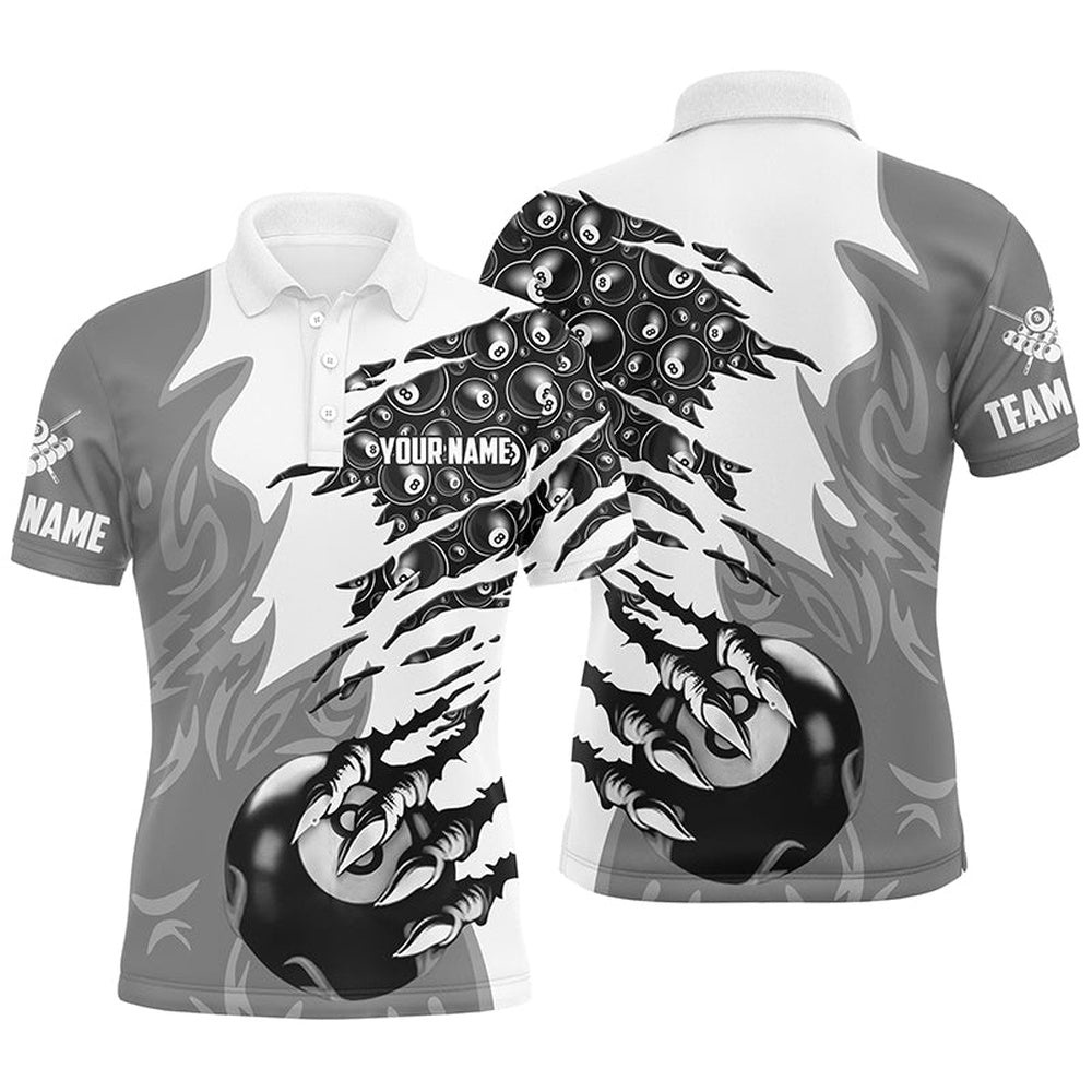 Claw 8 Ball Pool Grey 3D Billiard Polo Shirts Best Billiard Apparel Clothing, Personalized Billiard Polo Shirt Claw 8 Ball Pool Grey 3D Billiard Polo Shirts Best Billiard Apparel Clothing, Personalized Billiard Polo Shirt