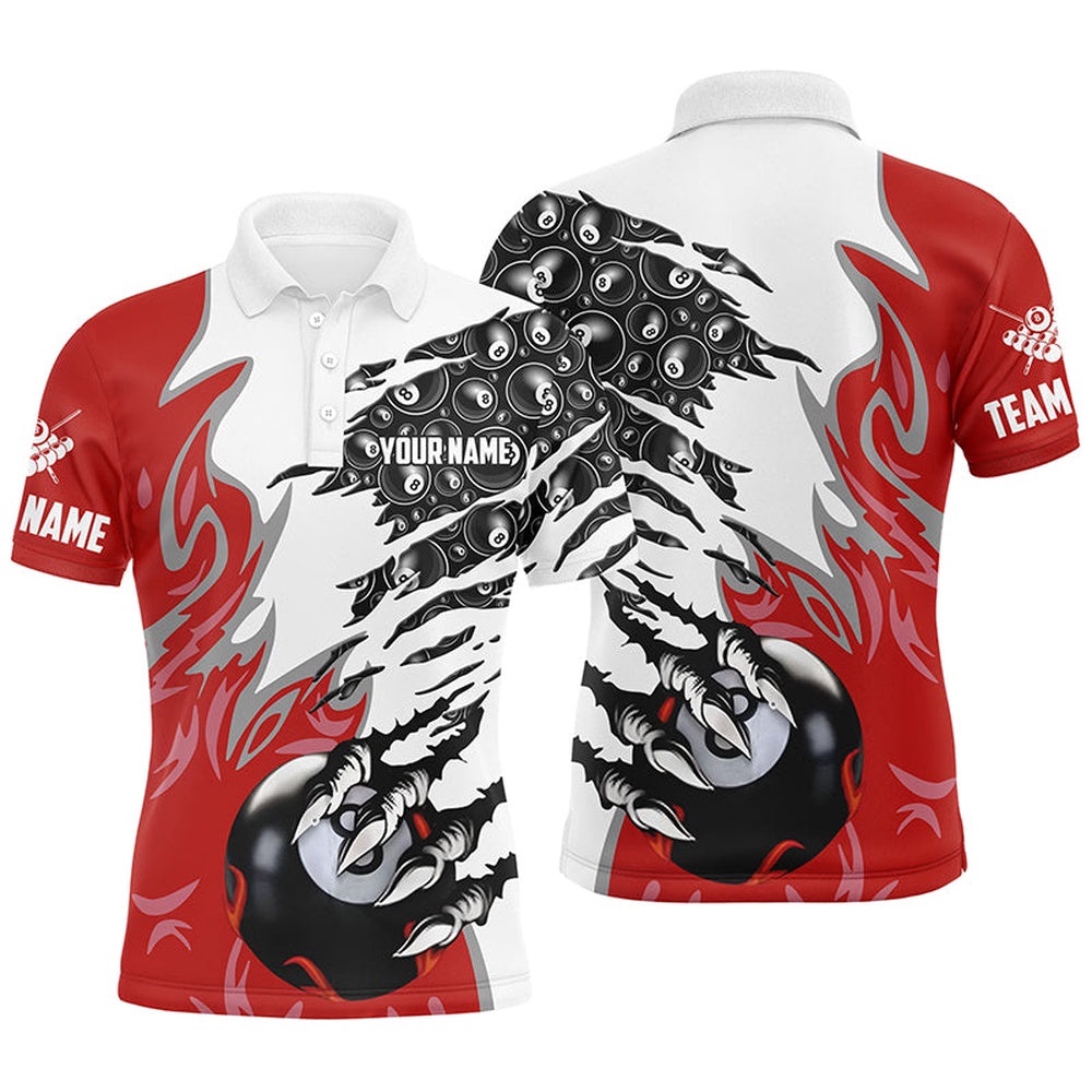 Claw 8 Ball Pool Red 3D Billiard Polo Shirts Best Billiard Apparel Clothing, Personalized Billiard Polo Shirt Claw 8 Ball Pool Red 3D Billiard Polo Shirts Best Billiard Apparel Clothing, Personalized Billiard Polo Shirt