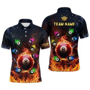 Colorful 8 Ball Fire 3D Polo &…