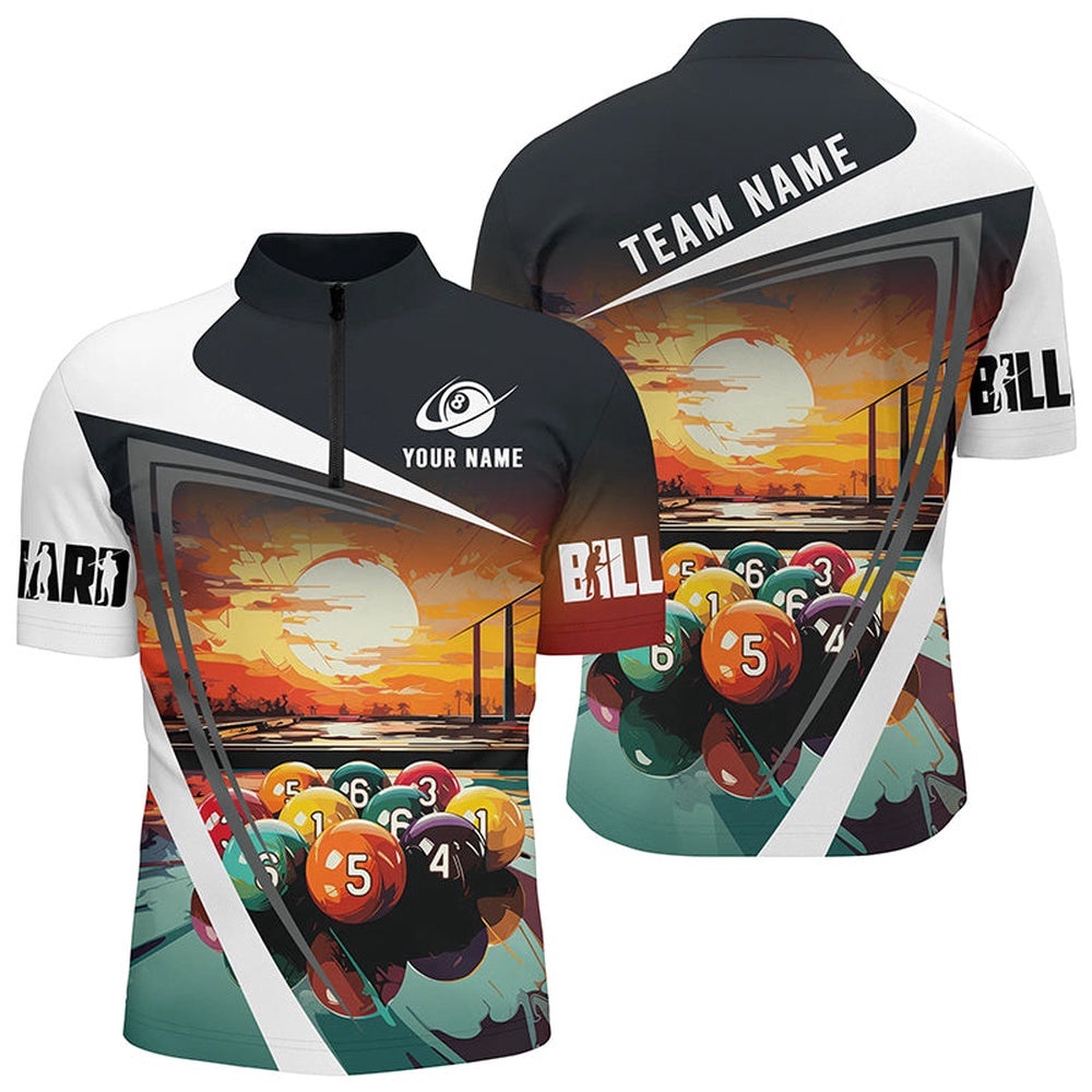 Colorful Billiard Balls Sunset Paint Custom Jersey Shirt, Unique Billiard Attire, Personalized Billiard Team Jersey Shirt Colorful Billiard Balls Sunset Paint Custom Jersey Shirt, Unique Billiard Attire, Personalized Billiard Team Jersey Shirt