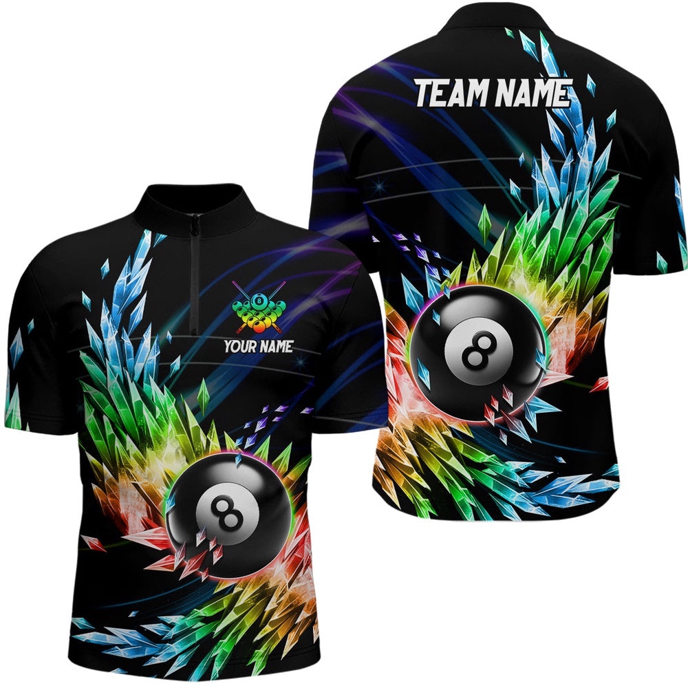 Colorful Frozen Ice Billiard Jersey Shirts Custom 8 Ball Billiard Attire Jerseys, Personalized Billiard Team Jersey Shirt Colorful Frozen Ice Billiard Jersey Shirts Custom 8 Ball Billiard Attire Jerseys, Personalized Billiard Team Jersey Shirt