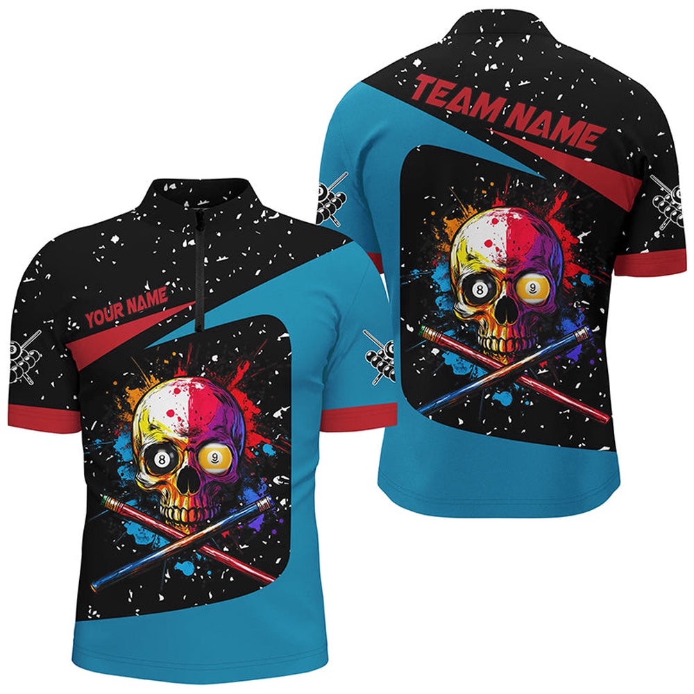 Colorful Skull 8 Ball 9 Ball Billiard Shirts Custom Grunge Billiard Jerseys, Personalized Billiard Team Jersey Shirt Colorful Skull 8 Ball 9 Ball Billiard Shirts Custom Grunge Billiard Jerseys, Personalized Billiard Team Jersey Shirt