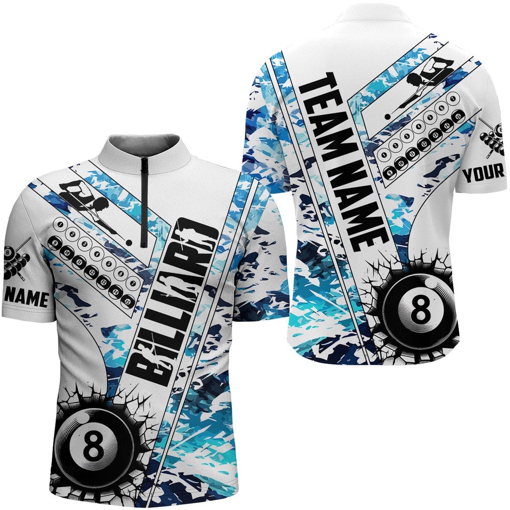 Cracky Billiard 8 Ball Pool With Camo Jersey Shirts Custom Team League Billiard Shirts Blue, Personalized Billiard Team Jersey Shirt