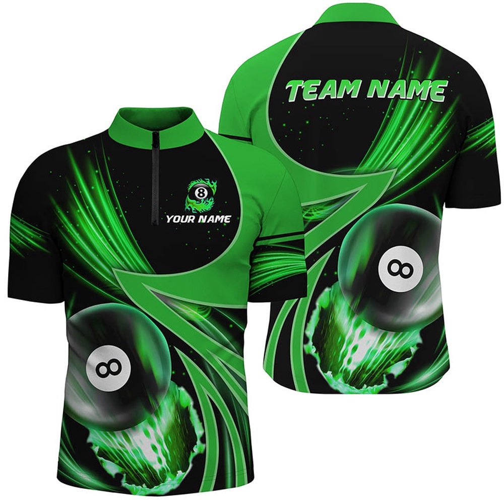 Custom 3D Green Jerseys Billiard 8 Ball Jersey Shirts Team League Billiard Shirts, Personalized Billiard Team Jersey Shirt Custom 3D Green Jerseys Billiard 8 Ball Jersey Shirts Team League Billiard Shirts, Personalized Billiard Team Jersey Shirt
