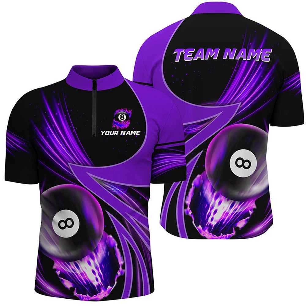 Custom 3D Purple Jerseys Billiard 8 Ball Jersey Shirt Team League Billiard Shirts, Personalized Billiard Team Jersey Shirt Custom 3D Purple Jerseys Billiard 8 Ball Jersey Shirt Team League Billiard Shirts, Personalized Billiard Team Jersey Shirt
