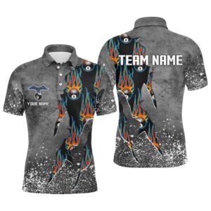 Custom Ball 8 Grey Grunge Billiard Shirts…