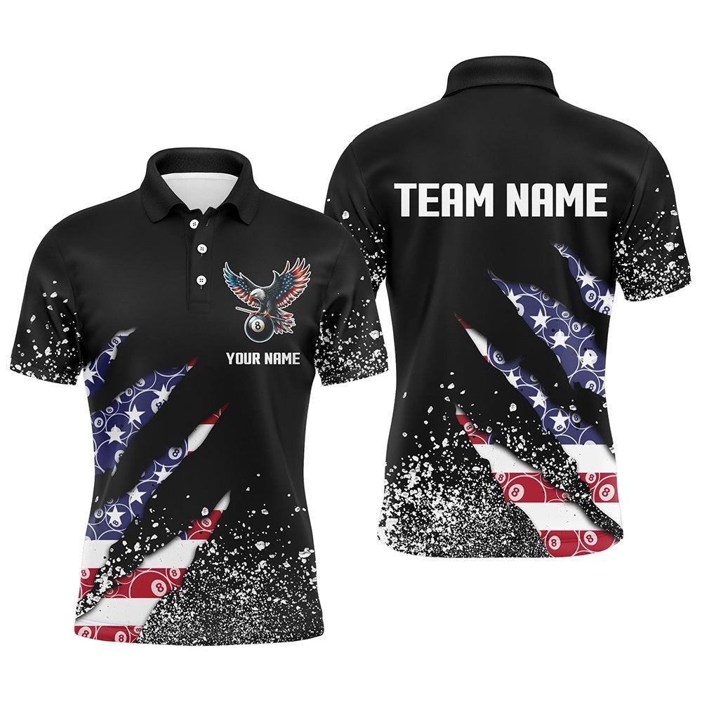 Custom Ball 8 Us Flag Black Grunge Billiard Polo & Polo Shirt Best Billiard Team Polo, Personalized Billiard Polo Shirt Custom Ball 8 Us Flag Black Grunge Billiard Polo & Polo Shirt Best Billiard Team Polo, Personalized Billiard Polo Shirt