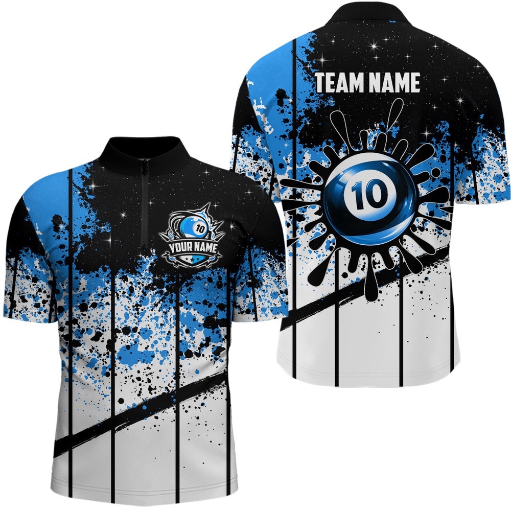 Custom Billiard 10 Ball Grunge Jersey Shirts, 10 Ball Pool Billiard Attire Jersey, Personalized Billiard Team Jersey Shirt
