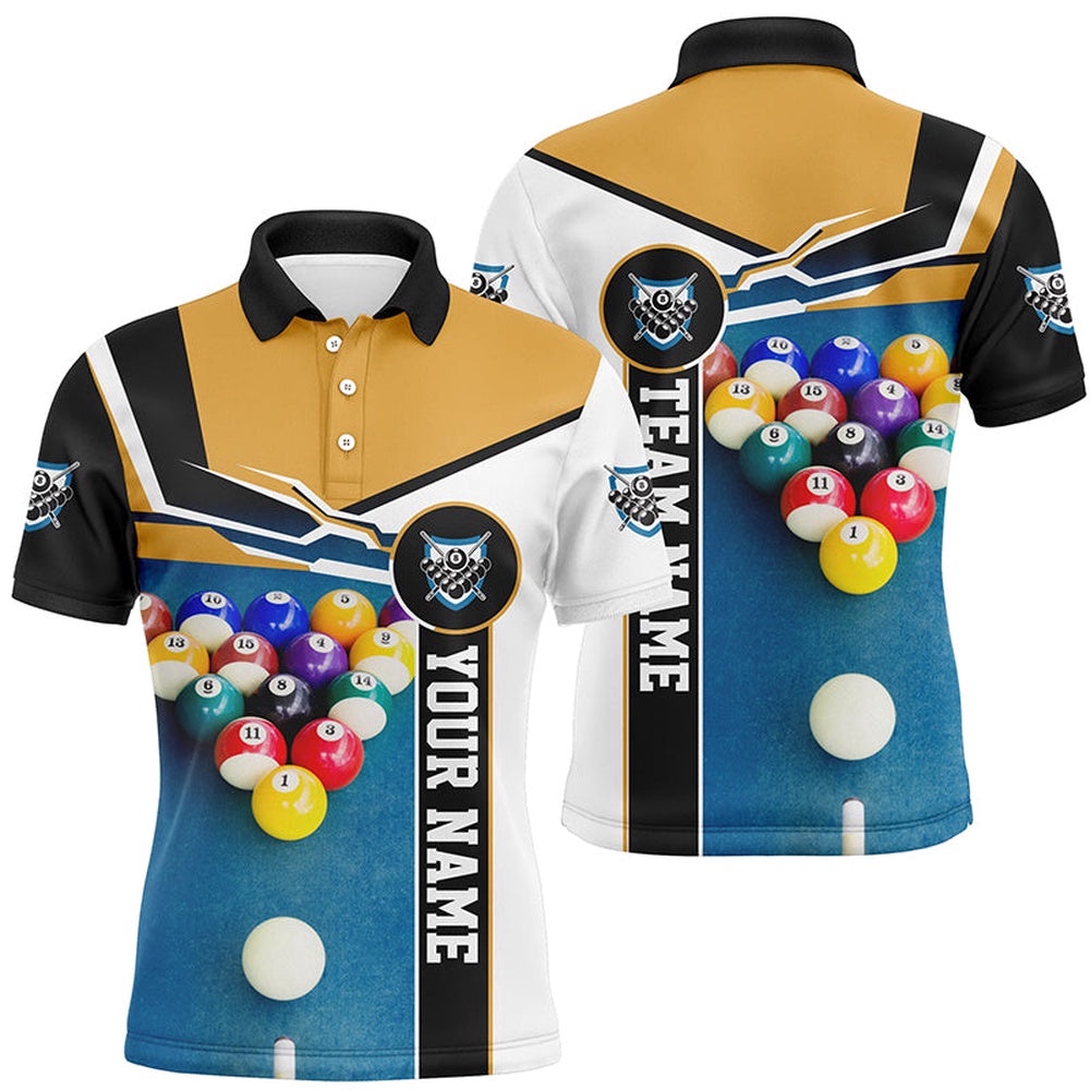 Custom Billiard Ball Polo Shirts, 3D Billiard Team Shirts For Pool Player, Personalized Billiard Polo Shirt