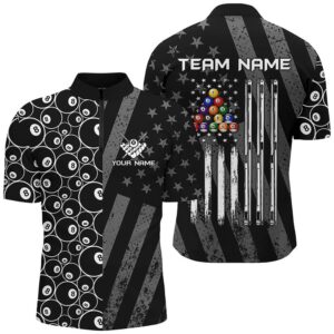Custom Black Retro US Flag Billiard Jersey…