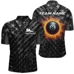 Custom Black Us Flag 8 Ball Fire…