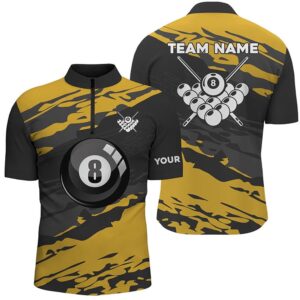 Custom Black Yellow Camouflage Billiard Jersey Shirts…
