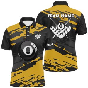 Custom Black Yellow Camouflage Billiard Polo Shirts…