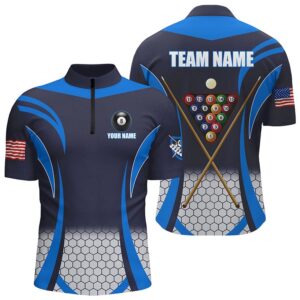 Custom Blue 8 Bal Pool Billiard Jersey…