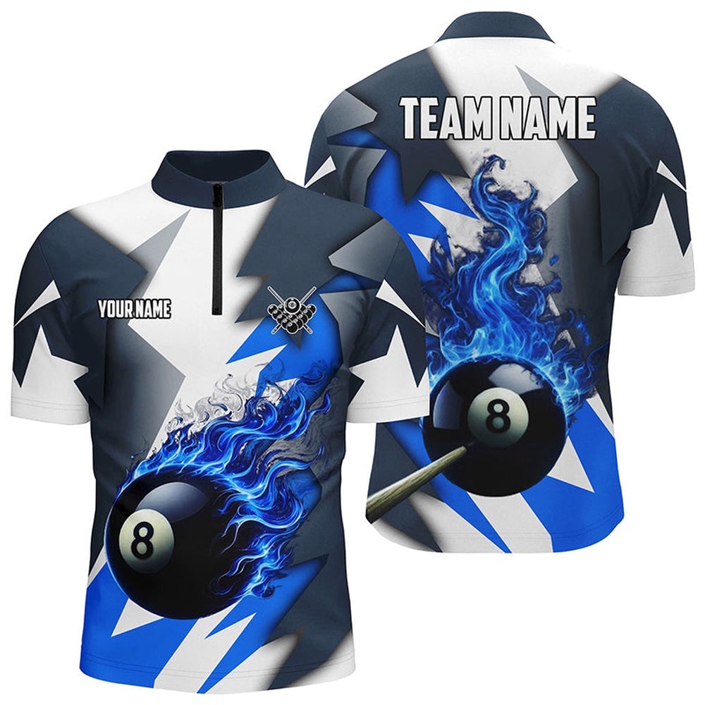 Custom Blue Flaming 8 Ball Pool Jerseys Jersey Shirt, Team League Billiard Shirts, Personalized Billiard Team Jersey Shirt Custom Blue Flaming 8 Ball Pool Jerseys Jersey Shirt, Team League Billiard Shirts, Personalized Billiard Team Jersey Shirt