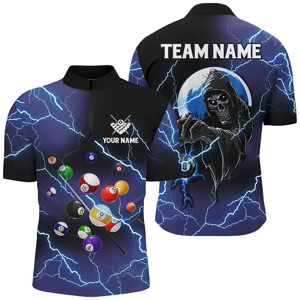 Custom Death Skull Billiard Balls Thunder Lightning 3D Shirts, Purple Billiard Team Jerseys, Personalized Billiard Team Jersey Shirt Custom Death Skull Billiard Balls Thunder Lightning 3D Shirts, Purple Billiard Team Jerseys, Personalized Billiard Team Jersey Shirt
