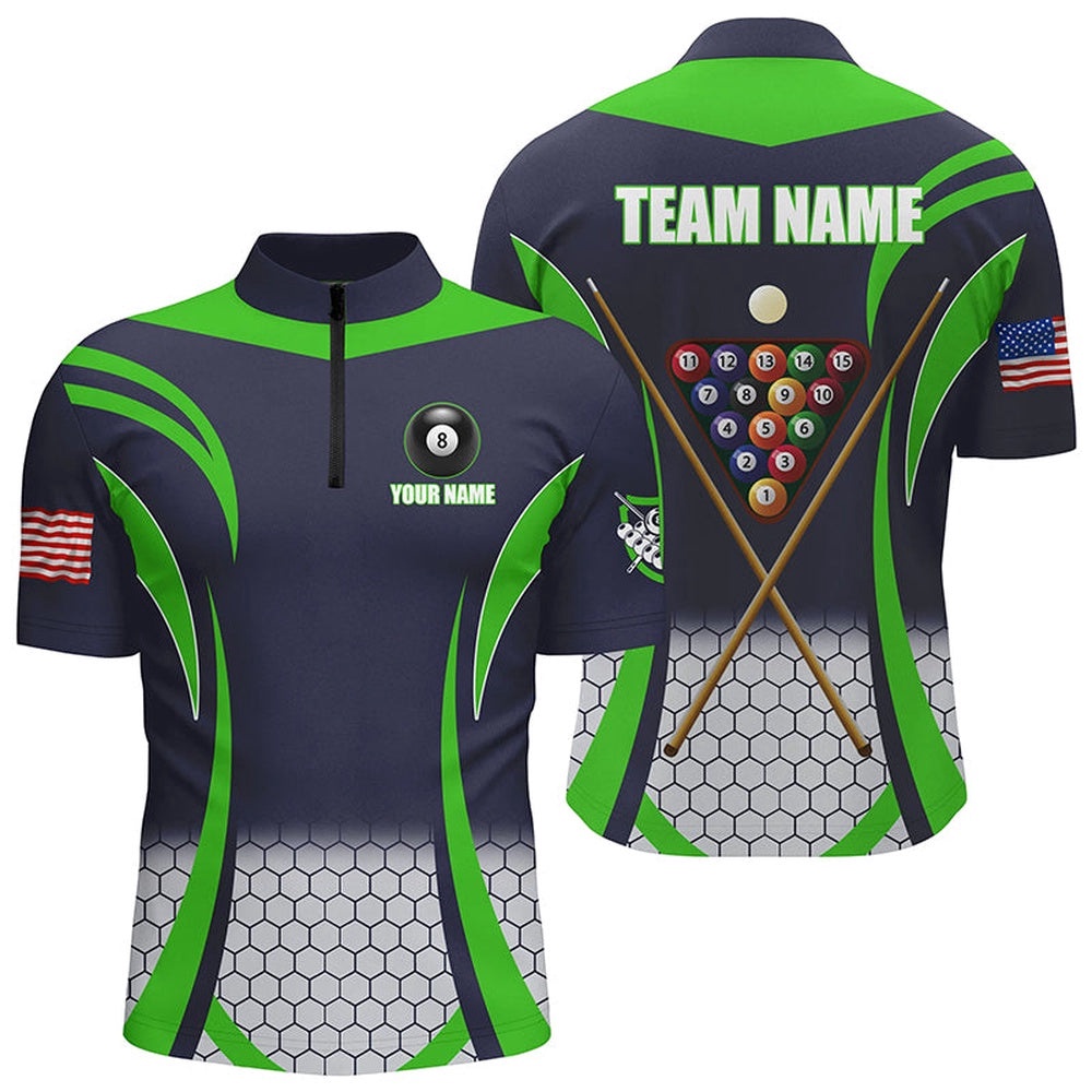 Custom Green 8 Bal Pool Billiard Jersey Jersey Shirt, Team League Billiard Shirts, Personalized Billiard Team Jersey Shirt